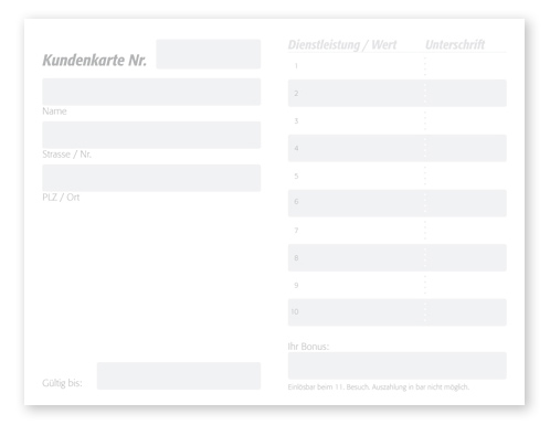 Kundenkarte "exotic beauty" Kundenkarte "exotic beauty"