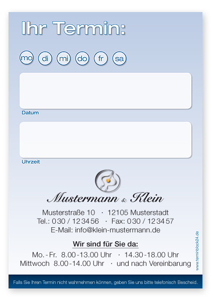 1228010101 Terminzettel "Blue Elegance" Terminzettel "Blue Elegance"