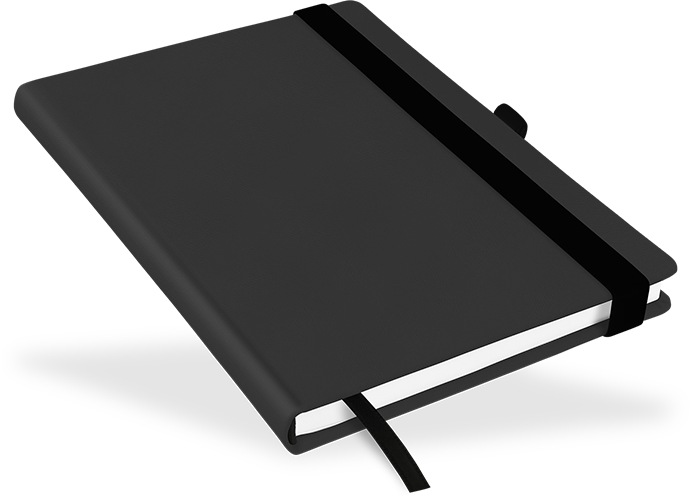 Hochwertiges Notizbuch mit schwarzem Kunstleder-Einband, DIN A5