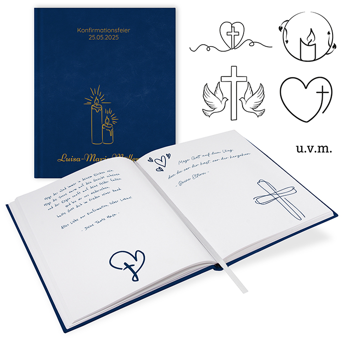GB-21210-Kon Gästebuch Konfirmation   Royalblau Gästebuch Konfirmation   Royalblau