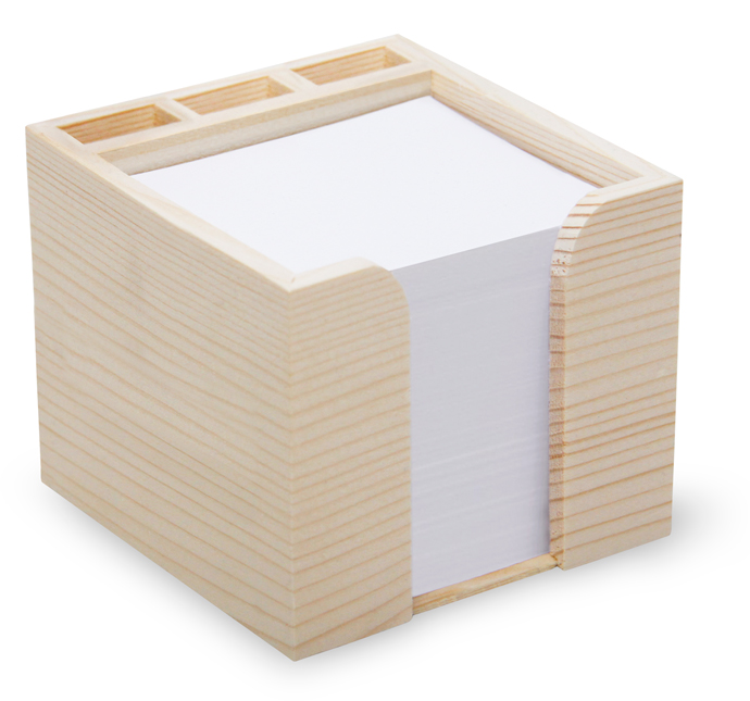 Zettelbox aus echtem Holz mit Stifteköcher 10 x 10 x 8,5 cm Siebdruck Zettelbox aus echtem Holz mit Stifteköcher 10 x 10 x 8,5 cm Siebdruck