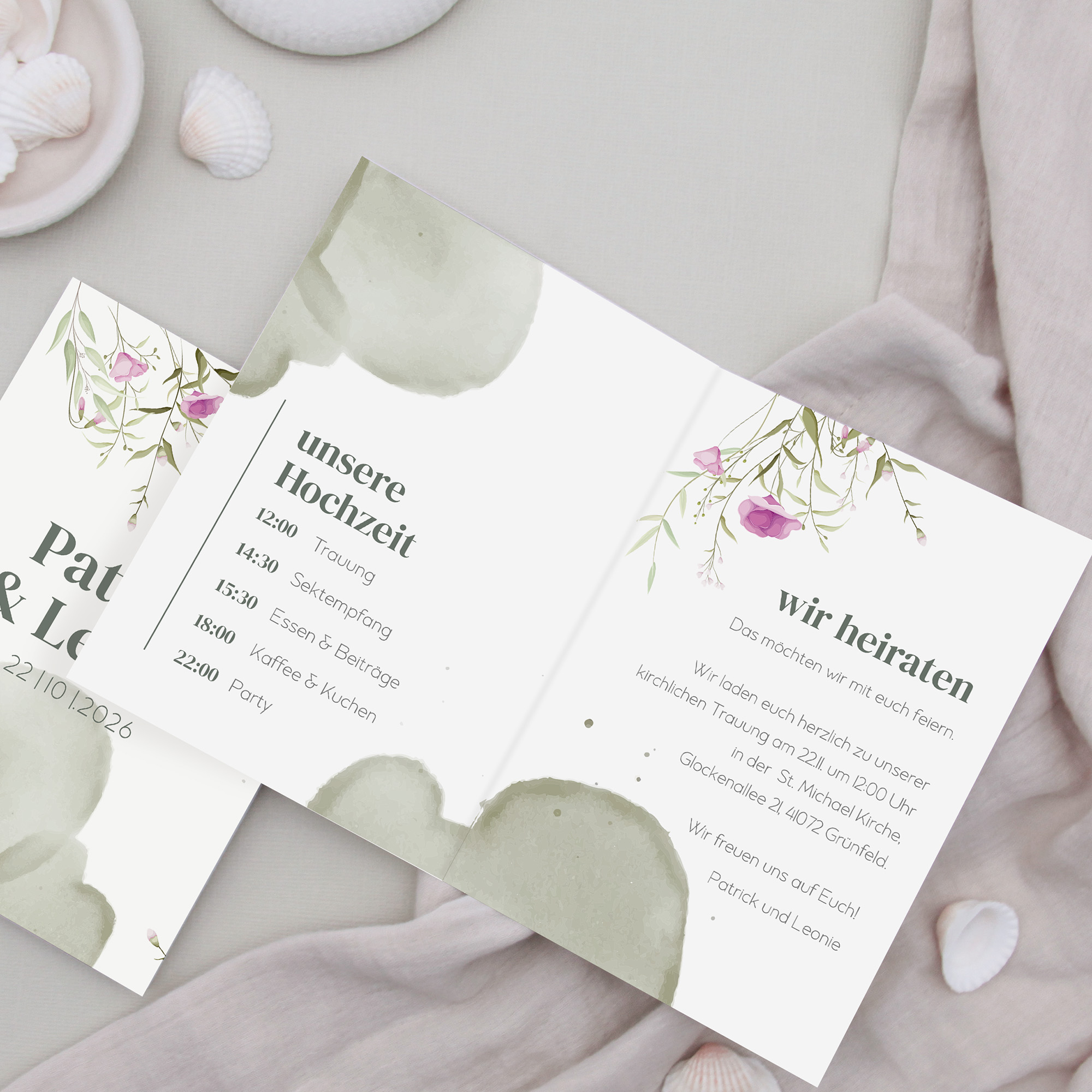 Klappkarte DIN A6 im Hochformat -Aquarell "Wildflower Garden"