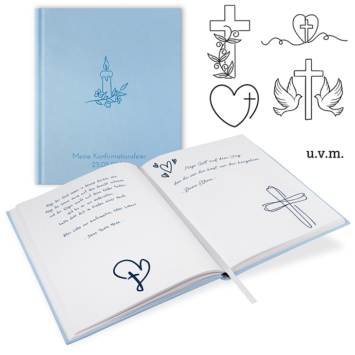 GB-21216-Kon Gästebuch Konfirmation Hellblau Gästebuch Konfirmation Hellblau