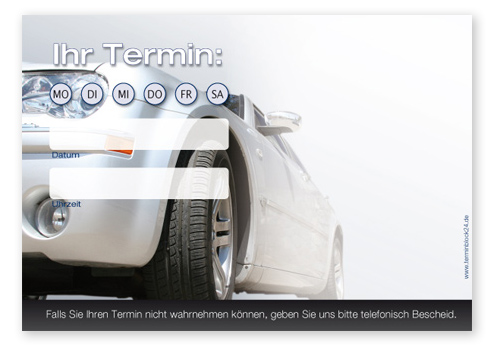 Terminzettel "Mobile" - 1 Termin mit Wochentagen Terminzettel "Mobile" - 1 Termin mit Wochentagen