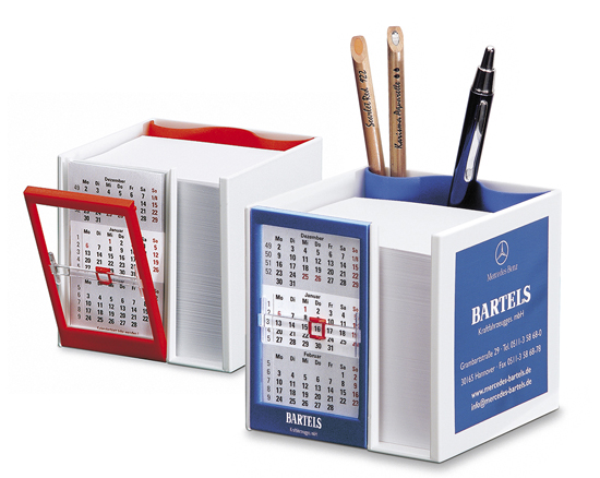 Zettelbox Kalenderbox mit Stifteköcher Zettelbox Kalenderbox mit Stifteköcher