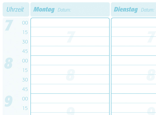 Terminplaner 1 Spalte - 15 Minutentakt