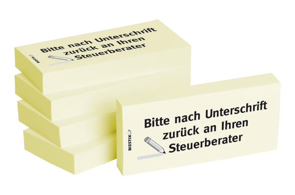 BIZSTIX® Business Haftnotizen "Bitte nach Unterschrift zurück an Ihren Steuerberater"