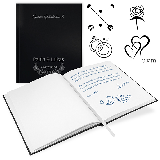 GB-21207-H Gästebuch Hochzeit Schwarz Gästebuch Hochzeit Schwarz