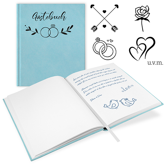GB-21212-H Gästebuch Hochzeit Türkis Gästebuch Hochzeit Türkis