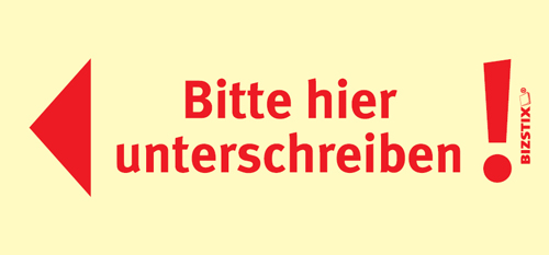 BIZSTIX® Business Haftnotizen "Bitte hier unterschreiben!" (Pfeil nach links)" BIZSTIX® Business Haftnotizen "Bitte hier unterschreiben!" (Pfeil nach links)"