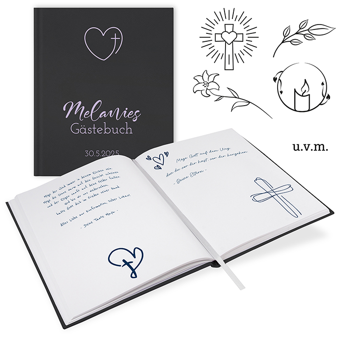 GB-21207-Kon Gästebuch Konfirmation Schwarz Gästebuch Konfirmation Schwarz