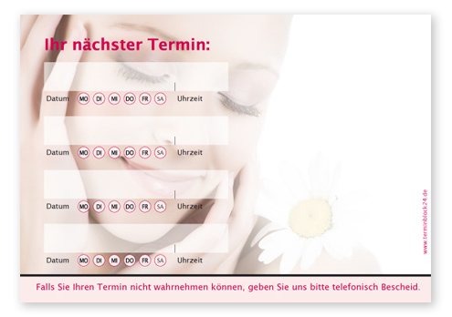 Terminzettel "natural Beauty" - 4 Termine mit Wochentagen Terminzettel "natural Beauty" - 4 Termine mit Wochentagen