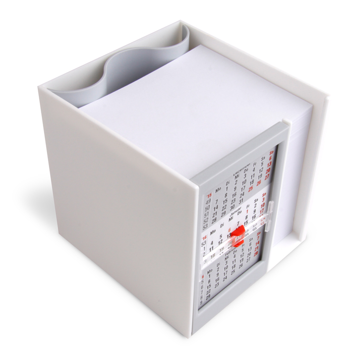 Zettelbox Kalenderbox mit Klappmechanik im Siebdruck Zettelbox Kalenderbox mit Klappmechanik im Siebdruck