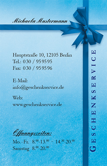 1212010183 Visitenkarte "blue surprise" Visitenkarte "blue surprise"