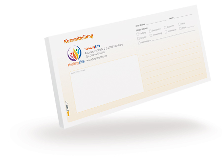 Kurzmittelungsblock individuell 