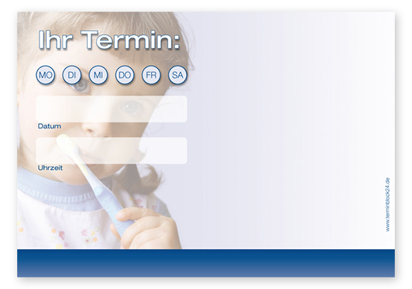 Terminzettel "gesundes Kind" - 1 Termin mit Wochentagen Terminzettel "gesundes Kind" - 1 Termin mit Wochentagen