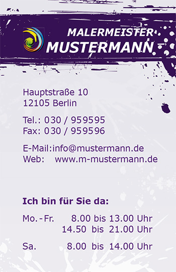 1212010305 Visitenkarte "Pinselstrich" Visitenkarte "Pinselstrich"