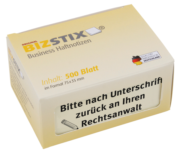 BIZSTIX® Business Haftnotizen "Bitte mit Unterschrift zurück an Ihren Rechtsanwalt" BIZSTIX® Business Haftnotizen "Bitte mit Unterschrift zurück an Ihren Rechtsanwalt"