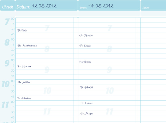 Terminplaner ohne Datum - für beliebig viele Mitarbeiter