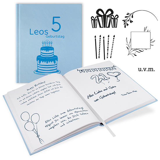 GB-21216-G Gästebuch Geburtstag Hellblau Gästebuch Geburtstag Hellblau