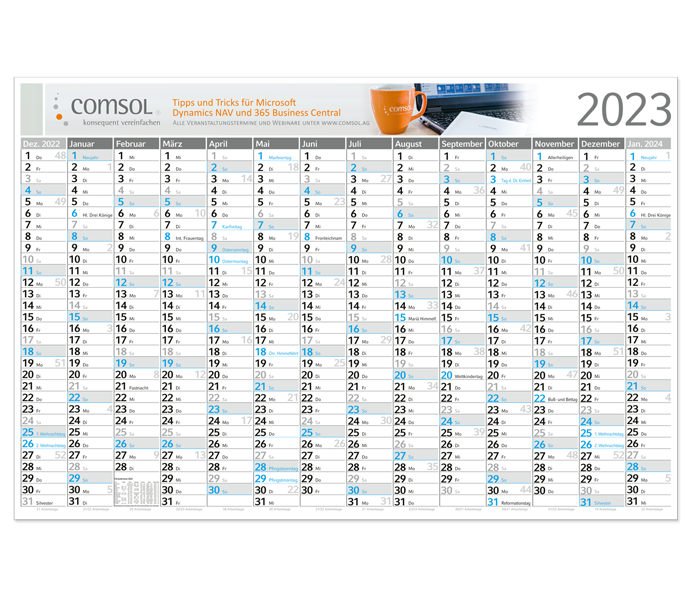 Posterkalender Big 14 blue in Express-Produktion Posterkalender Big 14 blue in Express-Produktion