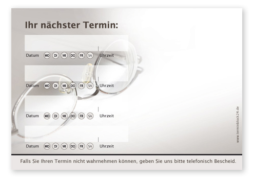 Terminzettel "Durchblick behalten" - 4 Termine mit Wochentagen