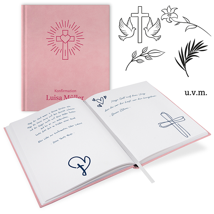 GB-21215-Kon Gästebuch Konfirmation Rosa Gästebuch Konfirmation Rosa