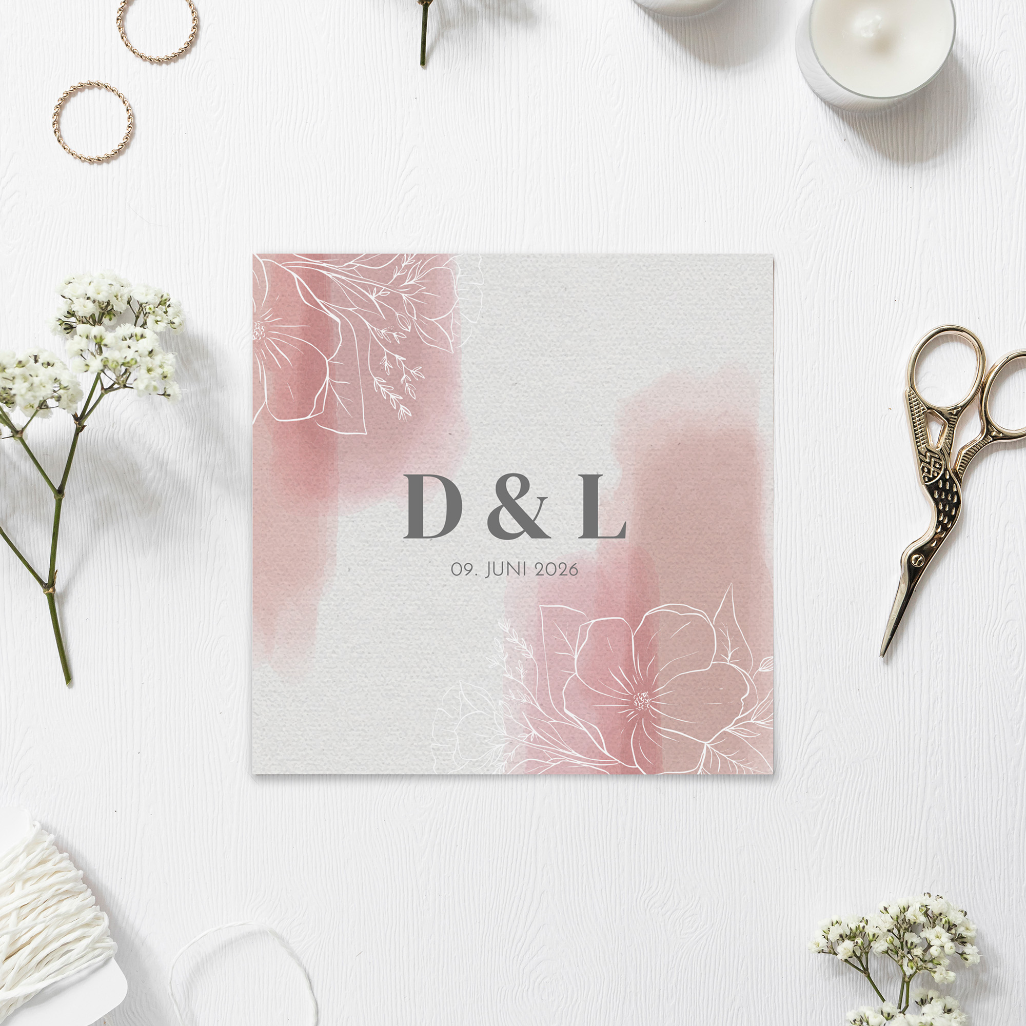 Postkarte Quadrat - Aquarell "dusty Bloom"