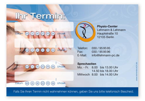 Terminzettel "relax" - 4 Termine mit Wochentagen