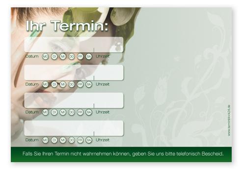 Terminzettel "exotic Beauty" - 4 Termine mit Wochentagen Terminzettel "exotic Beauty" - 4 Termine mit Wochentagen