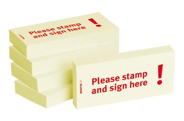 BIZSTIX® Business Haftnotizen "Please stamp and sign here!"