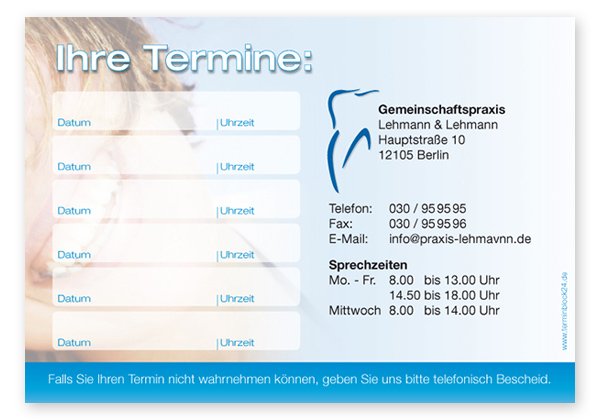 Terminzettel "healthy Smiles" - 6 Termine