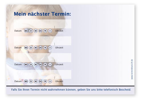 Terminzettel "gesundes Kind" - 4 Termine mit Wochentagen Terminzettel "gesundes Kind" - 4 Termine mit Wochentagen