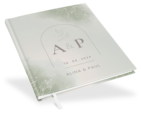 Gästebuch Hochzeit -  Aquarell "faded green"